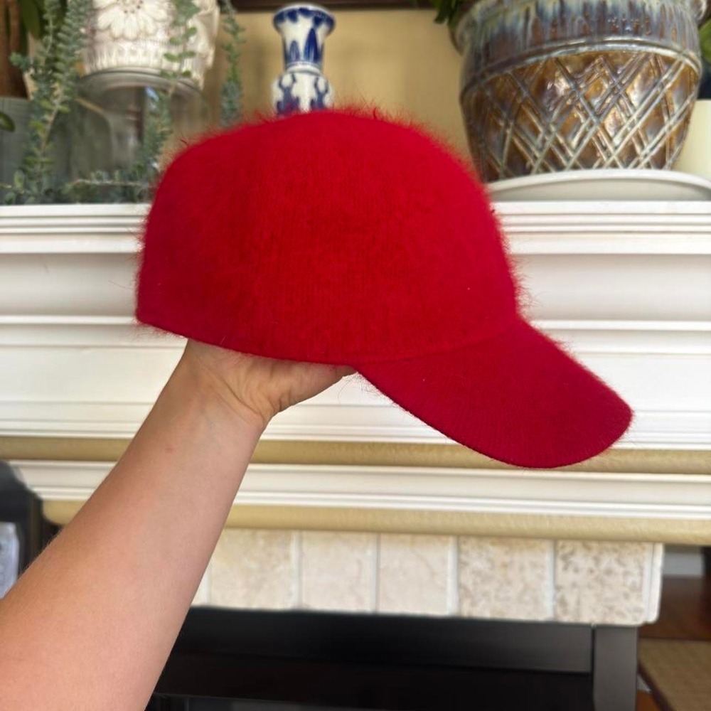 Vintage Cheveux Red Angora Blend Baseball Cap Streetwear